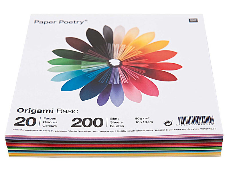 Achat 200 feuilles de papier Origami - 20 couleurs - 10 x 10