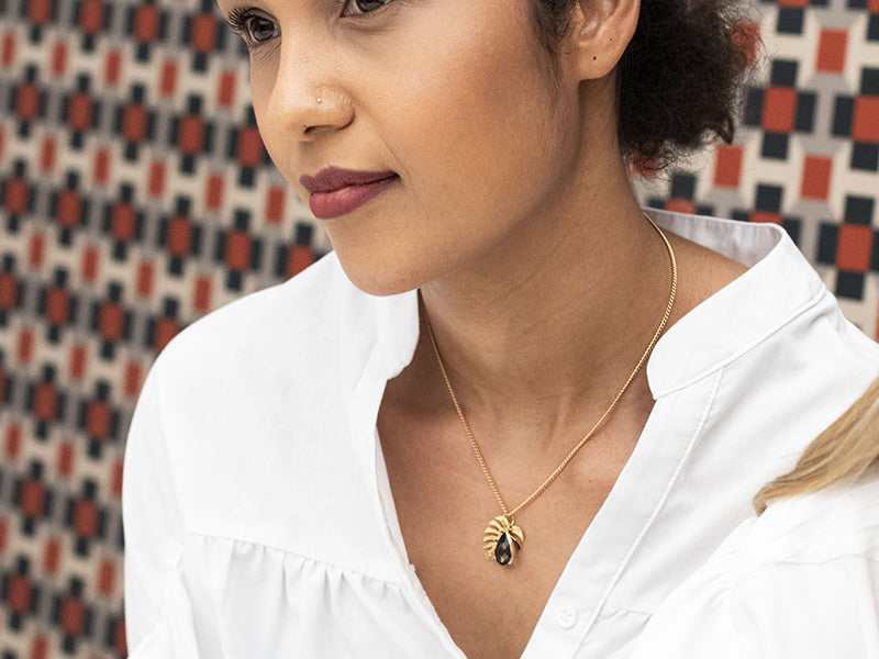 Achat Collier Madame Patachou gris anthracite - Kit bijoux précieux dorés à l'or fin