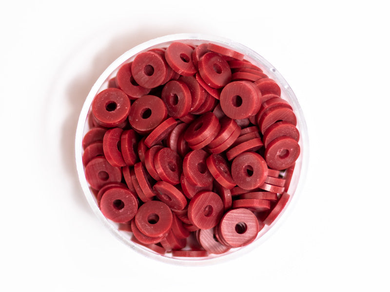 Achat Boite de perles rondelles heishi 6 mm - Rouge marsala