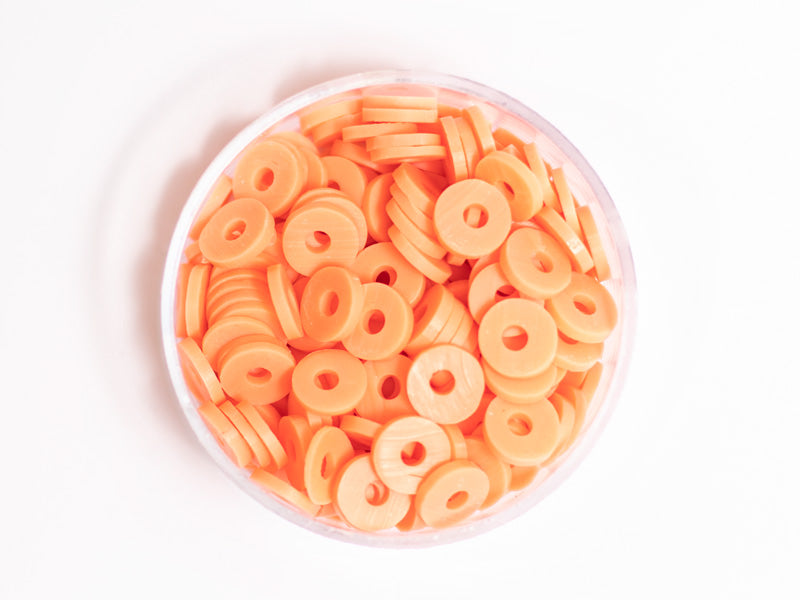 Achat Boite de perles rondelles heishi 6 mm - orange corail