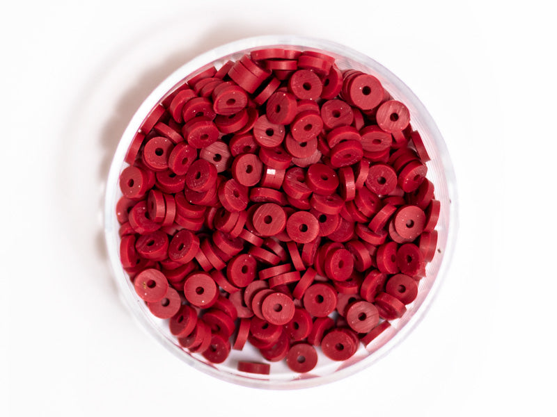 Achat Boite de perles rondelles heishi 3 mm - rouge marsala