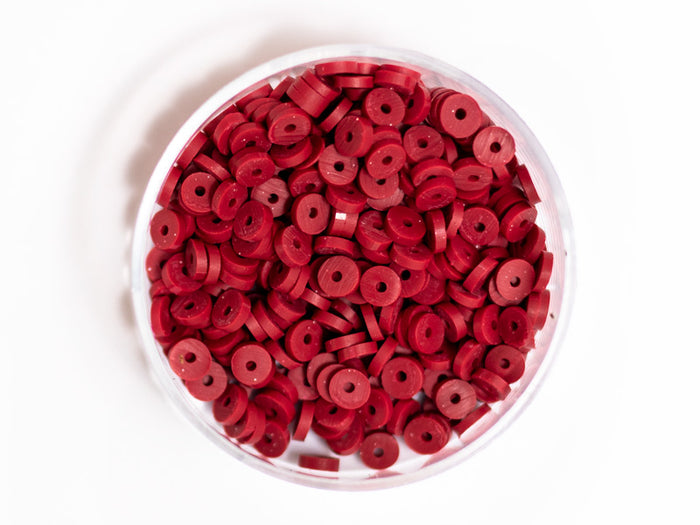 Achat Boite de perles rondelles heishi 3 mm - rouge marsala