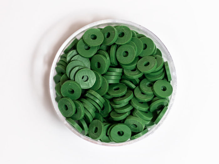 Achat Boite de perles rondelles heishi 6 mm - Vert végétal