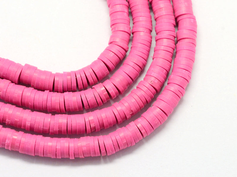 achat Boite de perles rondelles heishi 6 mm - Rose camélia