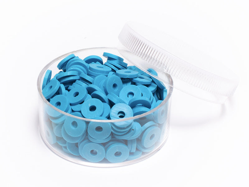 Achat Boite de perles rondelles heishi 6 mm - bleu céruléen