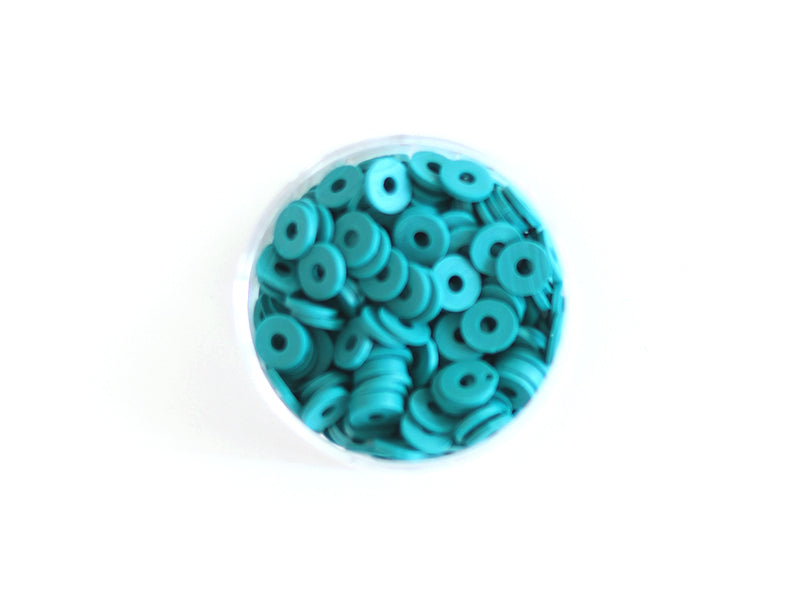 achat Boite de perles rondelles heishi 6 mm - Bleu canard