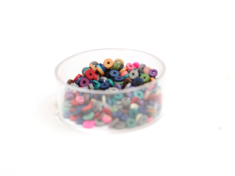 Achat Boite de perles rondelles heishi 3 mm - mix de couleurs naturelles