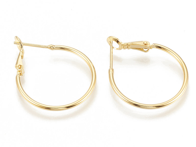 Achat Paire boucles d'oreilles créoles 24 mm -  plaquées or fin 24K