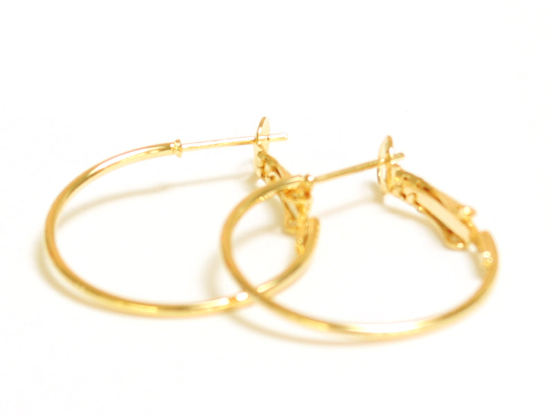 achat Paire boucles d'oreilles créoles 24 mm -  plaquées or fin 24K