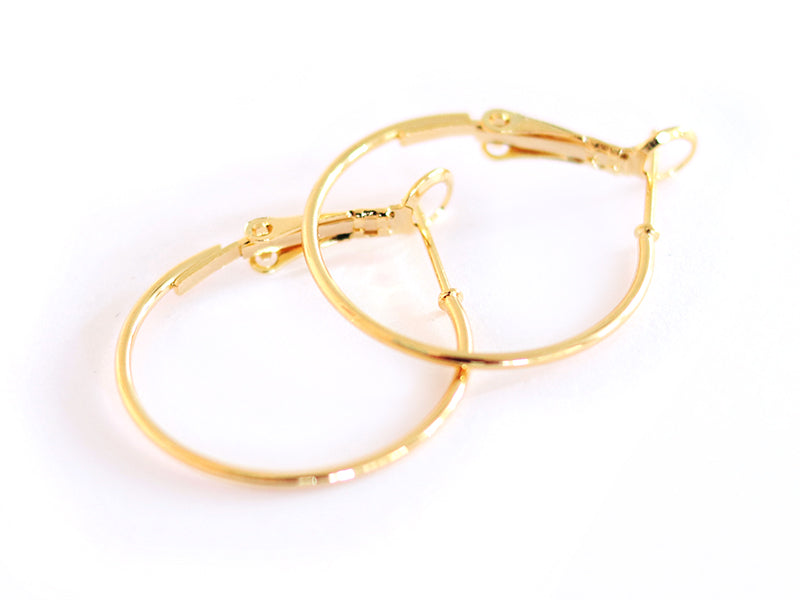 Achat Paire boucles d'oreilles créoles 24 mm -  plaquées or fin 24K