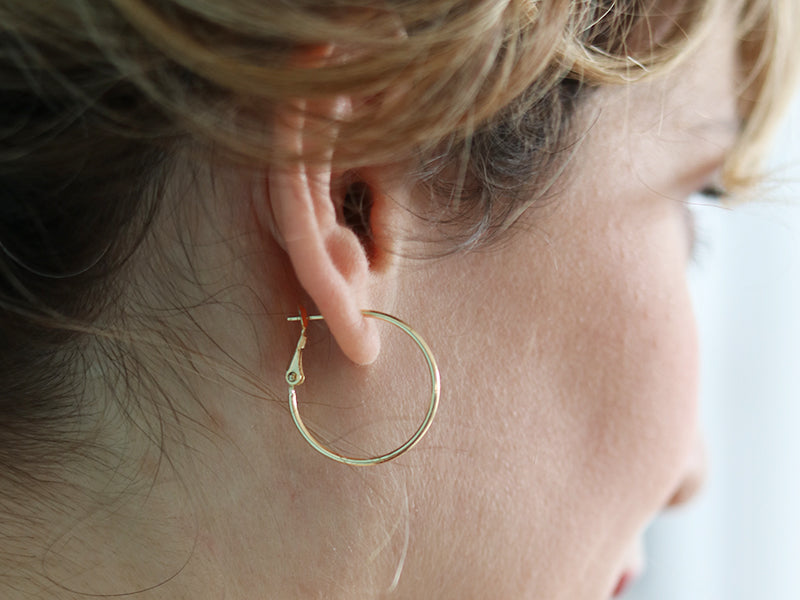 achat Paire boucles d'oreilles créoles 24 mm -  plaquées or fin 24K