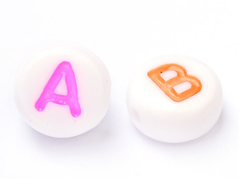 Sachet De 160 Perles Lettres Artisanales Alphabet A à Z - Blanc Ou Multicolore, Neuf