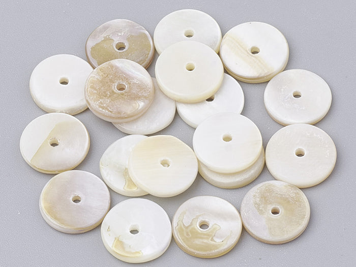 Achat 20 perles intercalaires rondelles heishi en nacre véritable - 6 mm