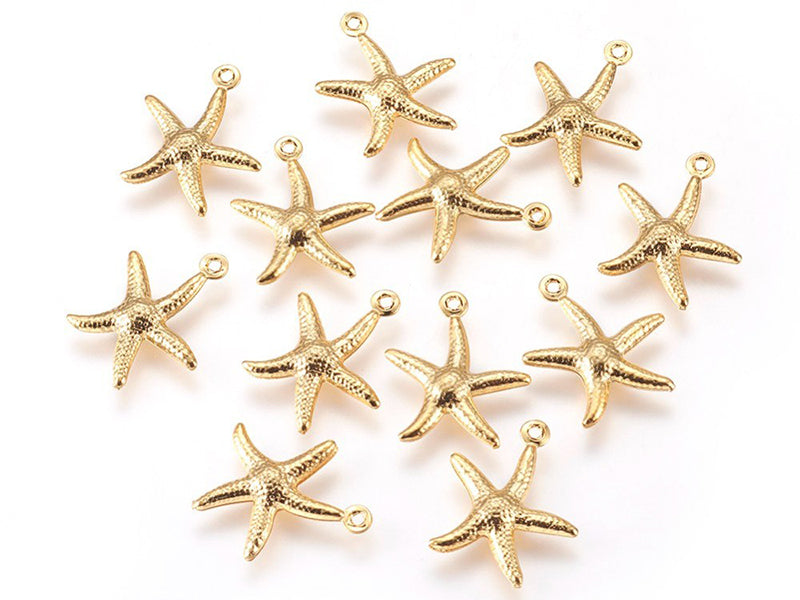 60 Breloques Dorées Vie Marine - 6 Modèles (coquillage, étoile De Mer, Poisson, Dauphin…) - Pour Fabrication De Bijoux DIY - En Alliage