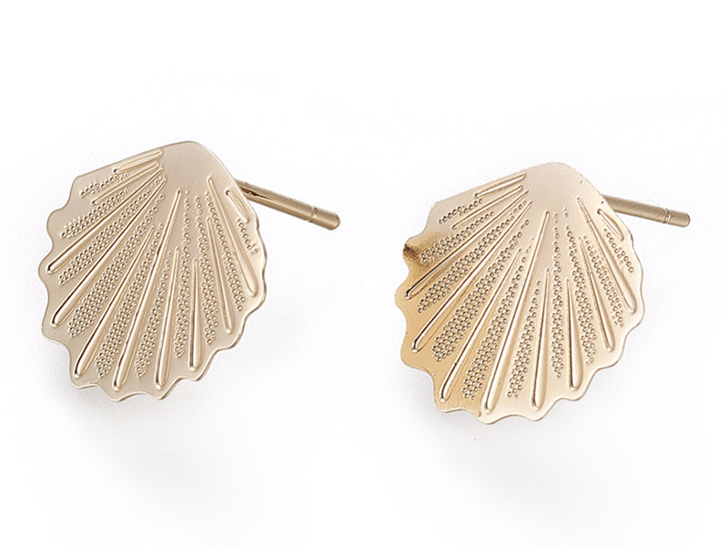 Achat Puce d'oreille coquillage filigrane en laiton avec anneau - laiton doré à l'or fin 24K