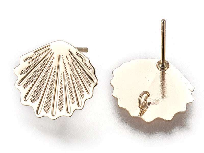 achat Puce d'oreille coquillage filigrane en laiton avec anneau - laiton doré à l'or fin 24K