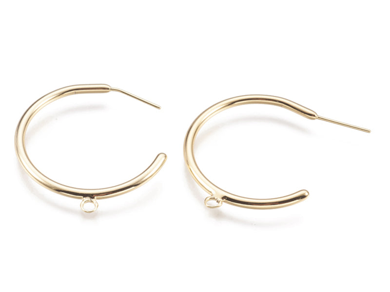 Achat Boucles créoles avec anneau  - diamètre 30 mm - laiton doré à l'or fin 24K