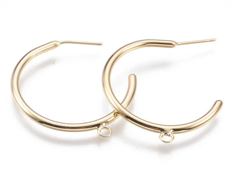 Achat Boucles créoles avec anneau  - diamètre 30 mm - laiton doré à l'or fin 24K