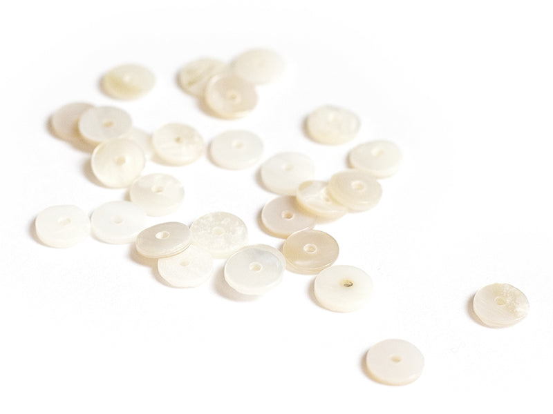 achat 20 perles intercalaires rondelles heishi en nacre véritable - 6 mm
