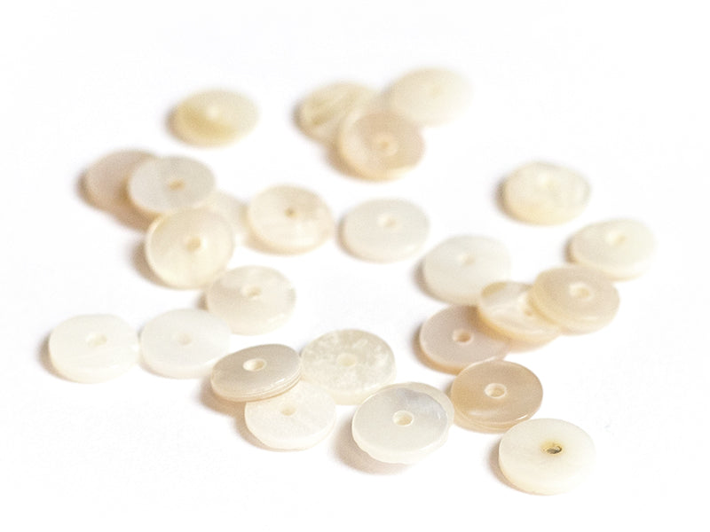 achat 20 perles intercalaires rondelles heishi en nacre véritable - 6 mm