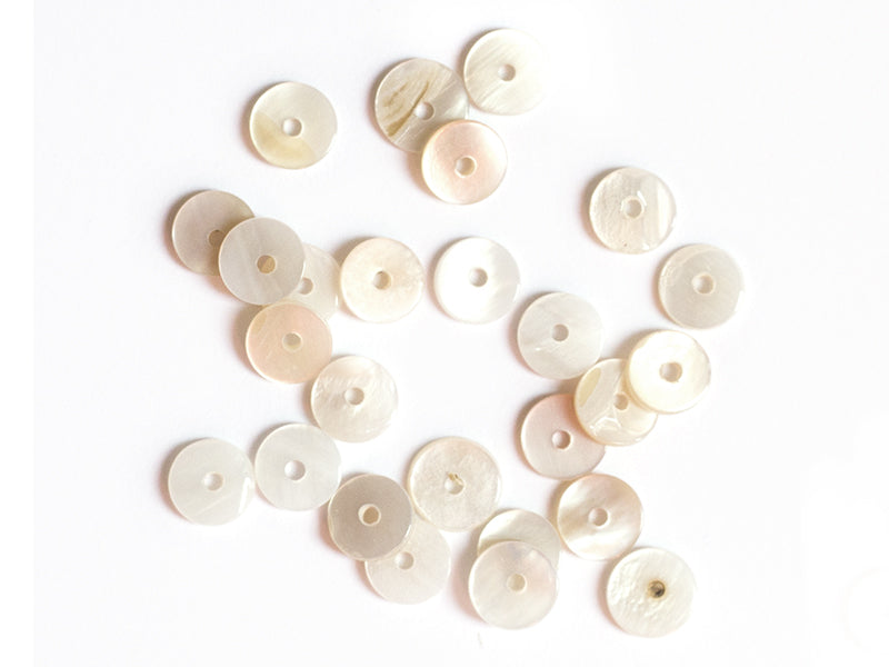 achat 20 perles intercalaires rondelles heishi en nacre véritable - 6 mm