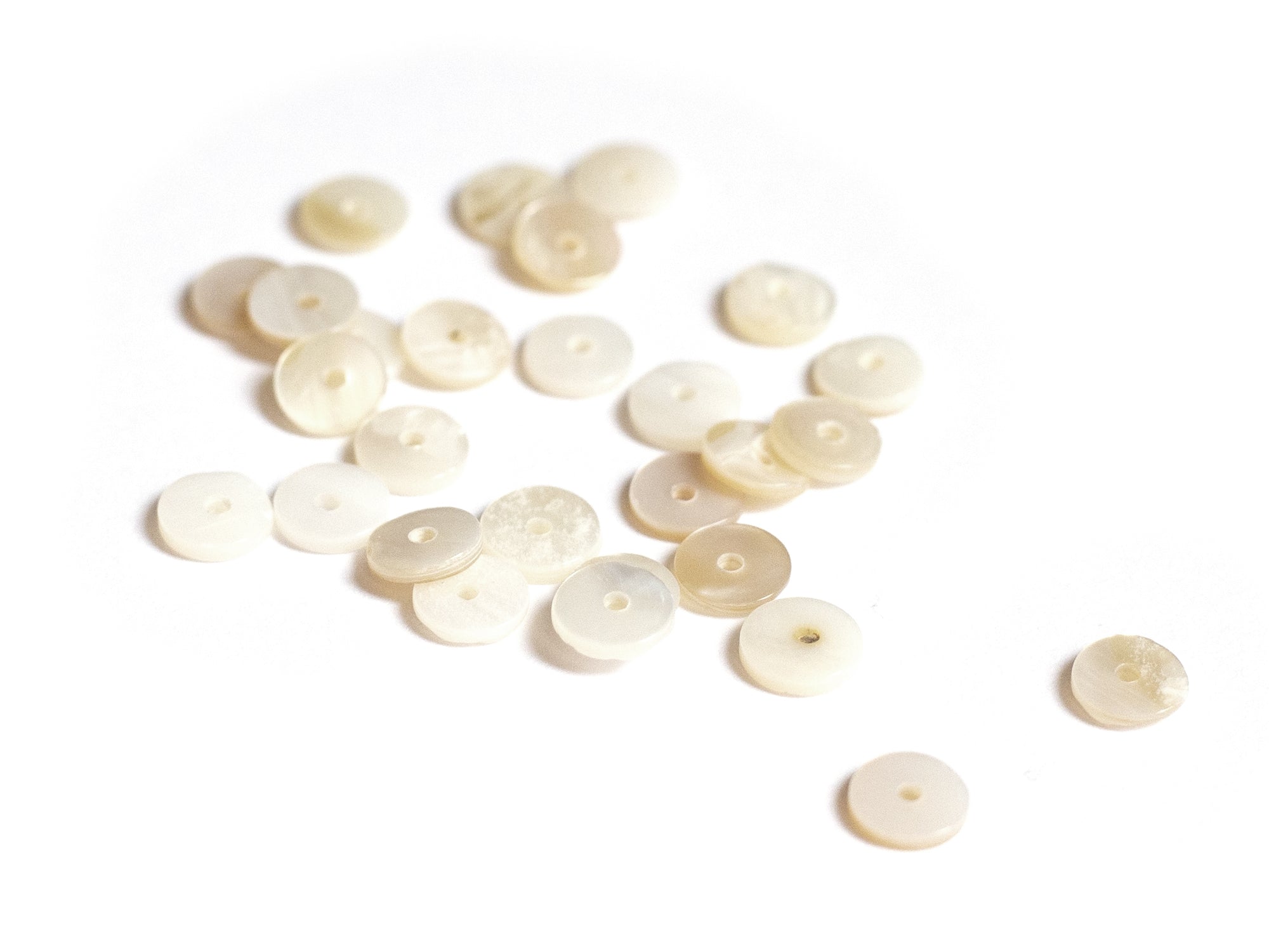 achat 20 perles intercalaires rondelles heishi en nacre véritable - 6 mm
