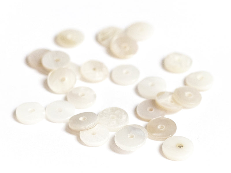 achat 20 perles intercalaires rondelles heishi en nacre véritable - 6 mm