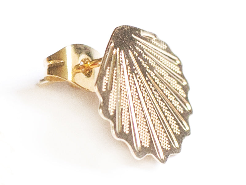 achat Puce d'oreille coquillage filigrane en laiton avec anneau - laiton doré à l'or fin 24K