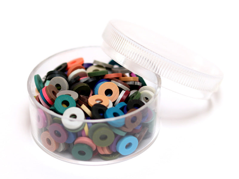Achat Boite de perles rondelles heishi 6 mm - mix de couleurs naturelles