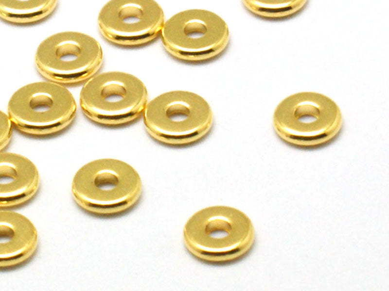 Achat 20 perles rondelles plates en laiton doré 6x1 mm