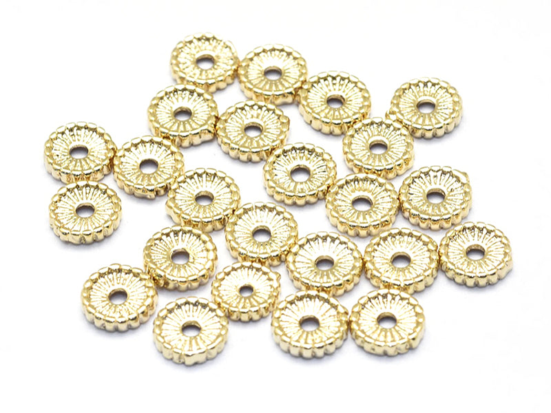 Achat Perle rondelle ethnique 7 x 1,5 mm - dorée à l'or fin