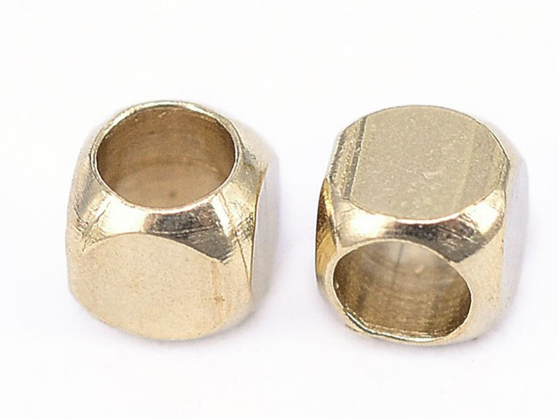 achat 20 perles cubes aux bords arrondis - laiton sans placage - 2,5 mm