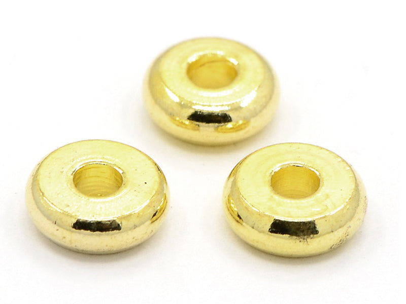 Achat 20 perles rondelles heishi arrondies en laiton doré - 6x2 mm
