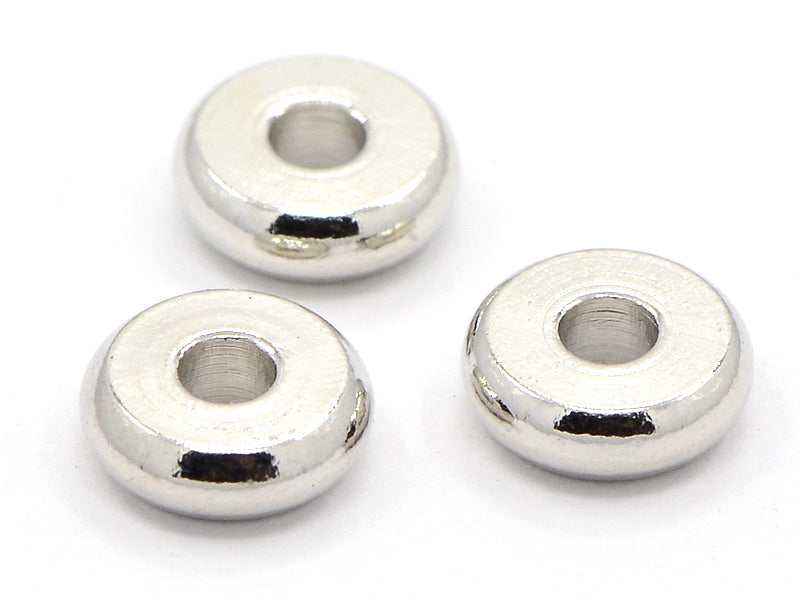 Achat 20 perles rondelles heishi arrondies argentées - 6x2 mm