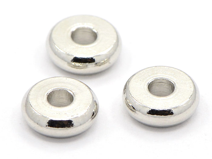 Achat 20 perles rondelles heishi arrondies argentées - 6x2 mm