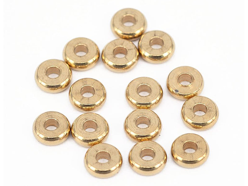 Achat 20 perles rondelles heishi arrondies en laiton sans placage - 6x2 mm