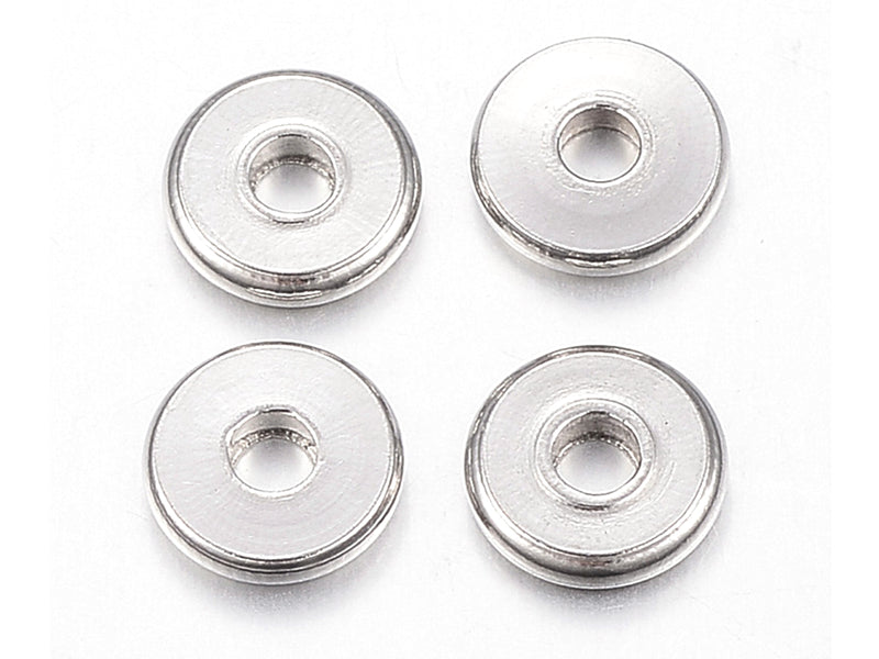 Achat 20 perles rondelles plates arrondies en acier innoxydable - argenté 6x1 mm
