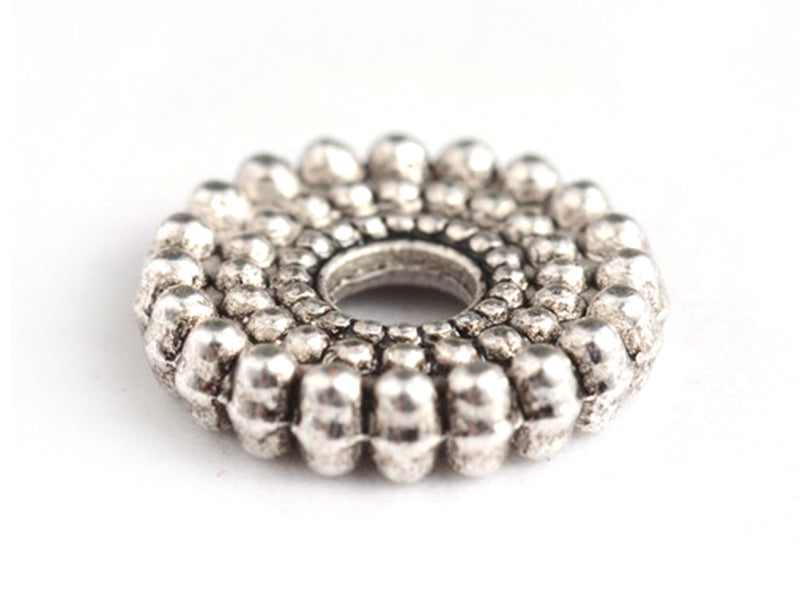 Achat 20 perles rondelles ethniques argentées - intercalaires heishi - argent foncé 9 mm