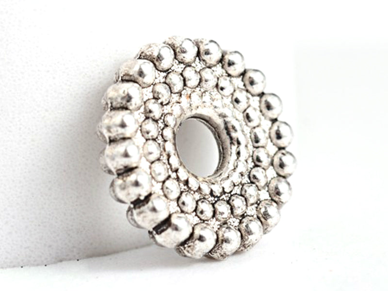 achat 20 perles rondelles ethniques argentées - intercalaires heishi - argent foncé 9 mm