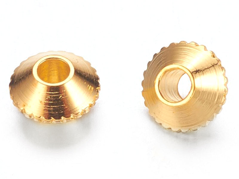 Achat 20 perles rondelles toupies ciselées en laiton doré - 4 mm