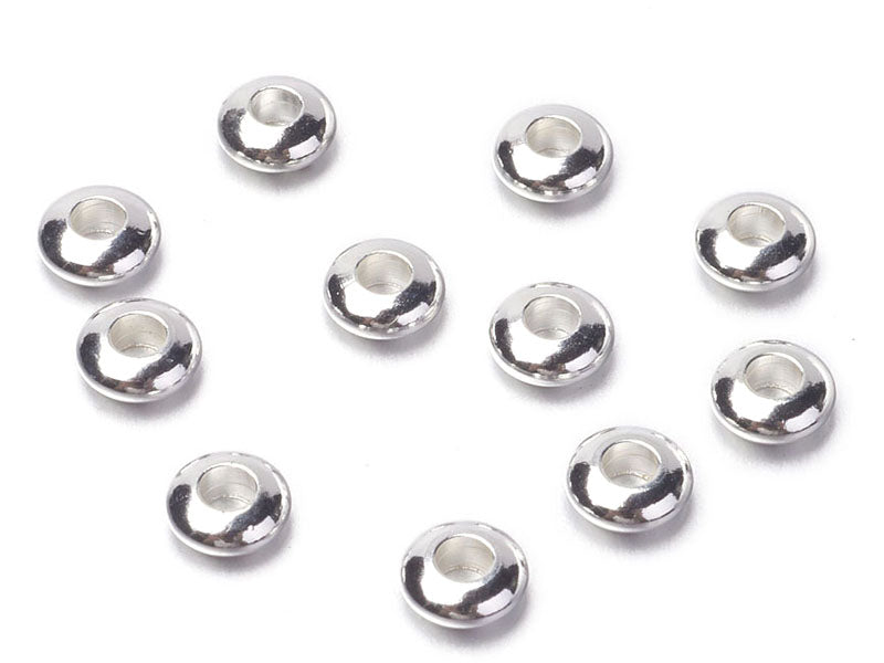 Achat 20 perles rondelles arrondies en laiton argenté - 5 mm