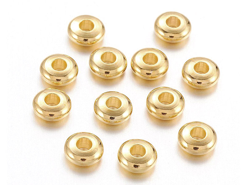 Achat 20 perles rondelles arrondies en laiton doré - 5 mm