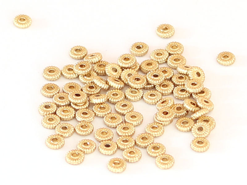 Achat Perle rondelle ethnique - plaqué à l'or fin  mat - 5x1,5 mm