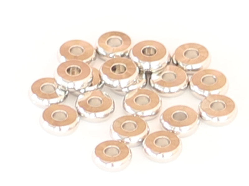 Achat 20 perles rondelles plates arrondies en acier innoxydable - argenté 6x1 mm