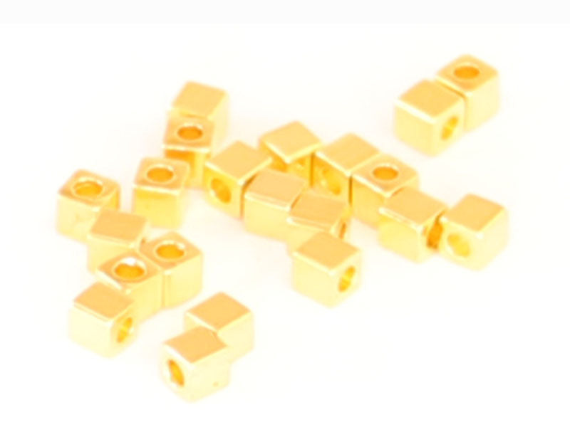 Achat 20 perles cubes en laiton doré - 3mm