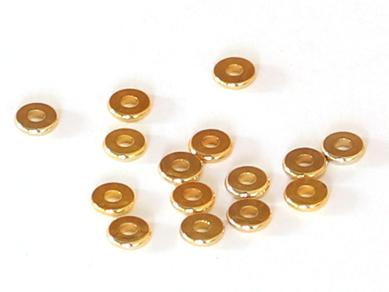 Achat 20 perles rondelles plates en laiton doré 6x1 mm