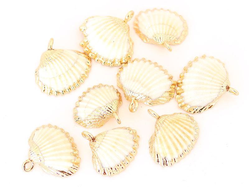 achat Pendentif coquillage coquille 25 mm- bordure dorée