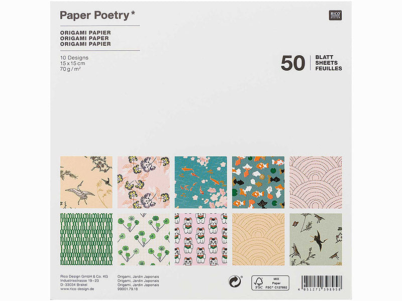 Achat 50 feuilles de papier Origami "Jardin Japonais" - Rico Design
