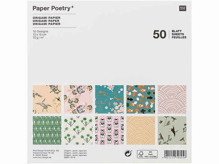 Achat 50 feuilles de papier Origami "Jardin Japonais" - Rico Design