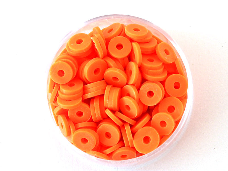 Achat Boite de perles rondelles heishi 6 mm - orange fluo